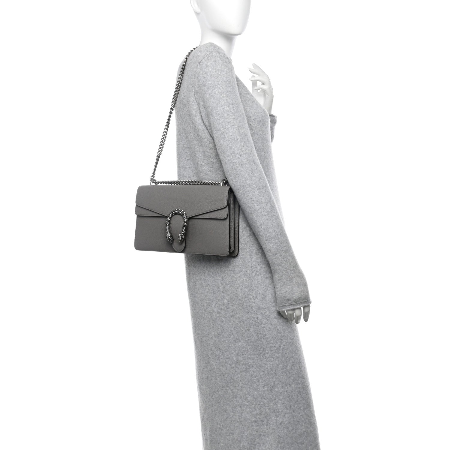 Gucci Pebbled Calfskin Small Dionysus Shoulder Bag Dusty Grey 2 of 11