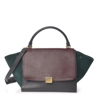 Celine Smooth Calfskin Suede Medium Tri-Color Trapeze Burgundy 1 of 18