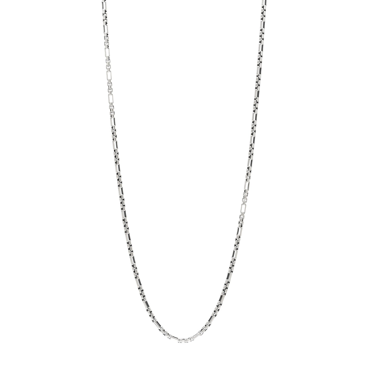 Sterling Silver 3mm Open Station Box Chain Necklace 22"