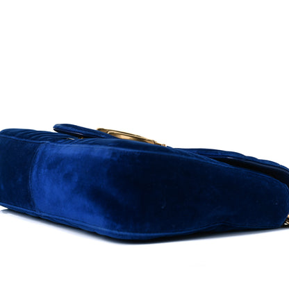 Gucci Velvet Matelasse Medium GG Marmont Shoulder Bag Cobalt Blue 11 of 18
