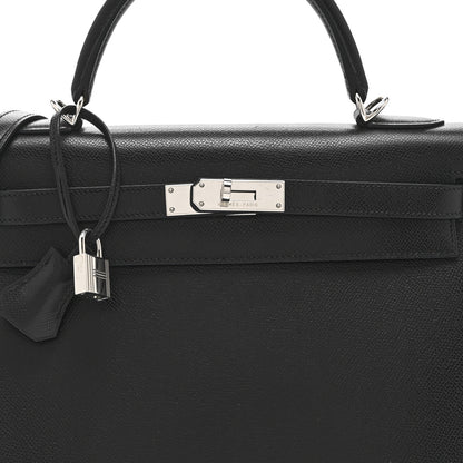 Hermes Courchevel Kelly Sellier 32 Black 8 of 10