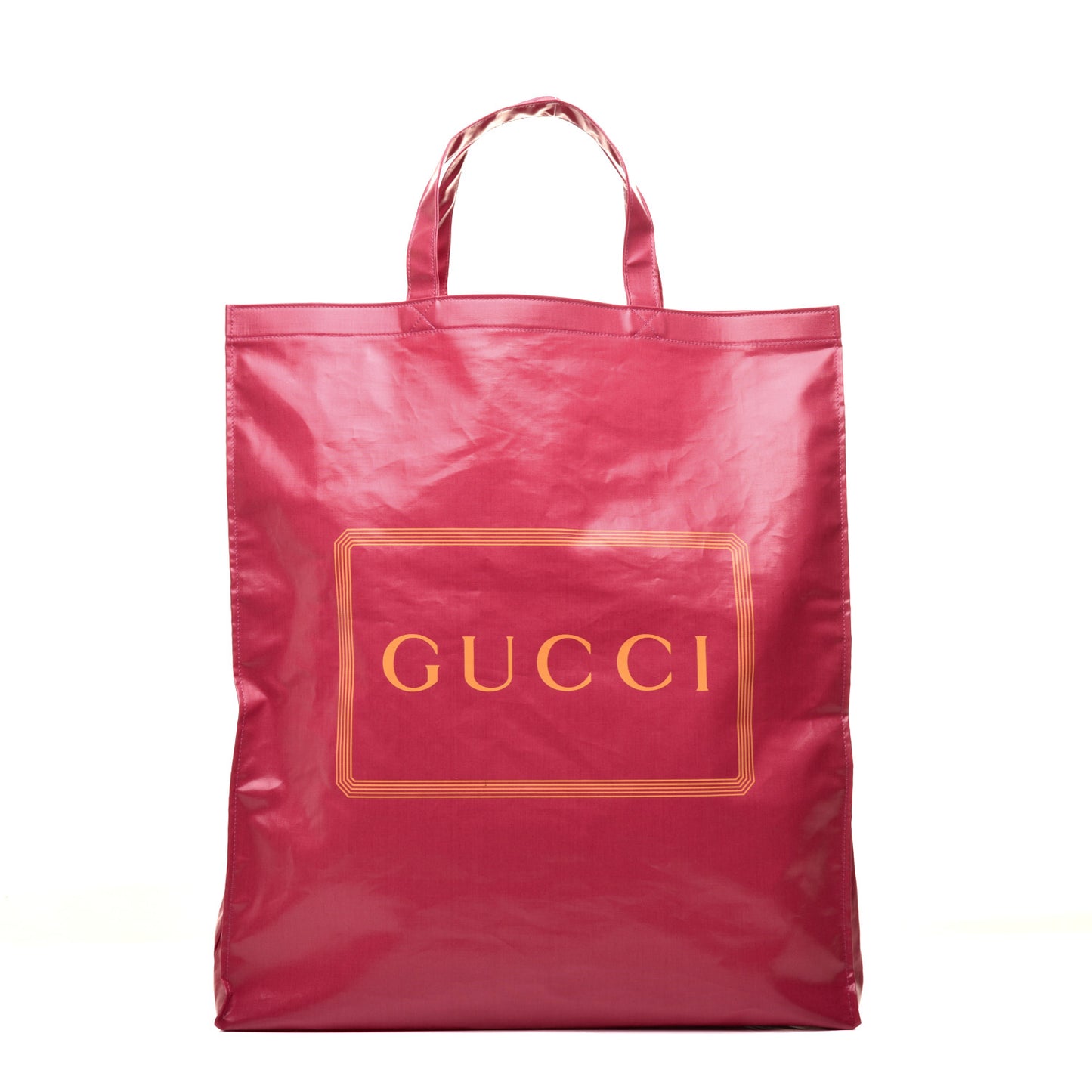 Patent Canvas Frame Logo Vertical Tote Glam Pink