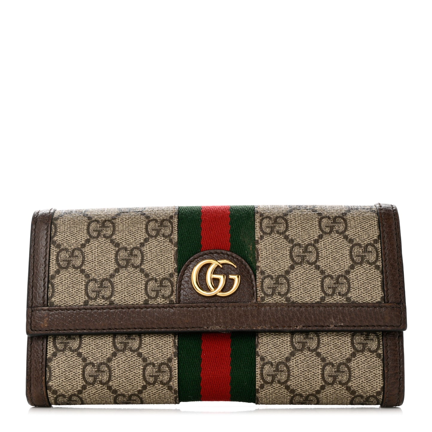 GG Supreme Monogram Web Ophidia Continental Wallet Brown