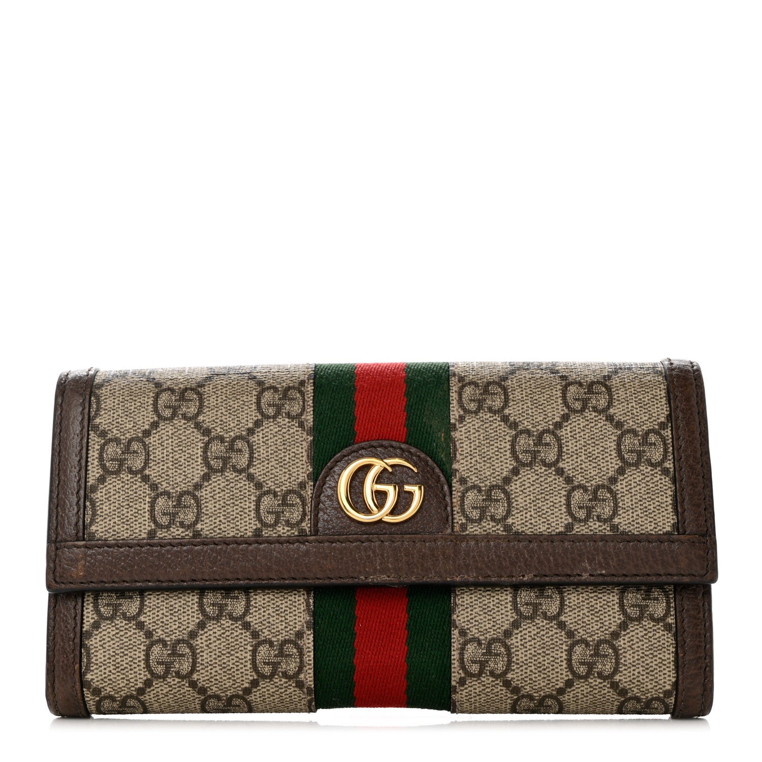 Gucci GG Supreme Monogram Web Ophidia Continental Wallet Brown 1 of 10