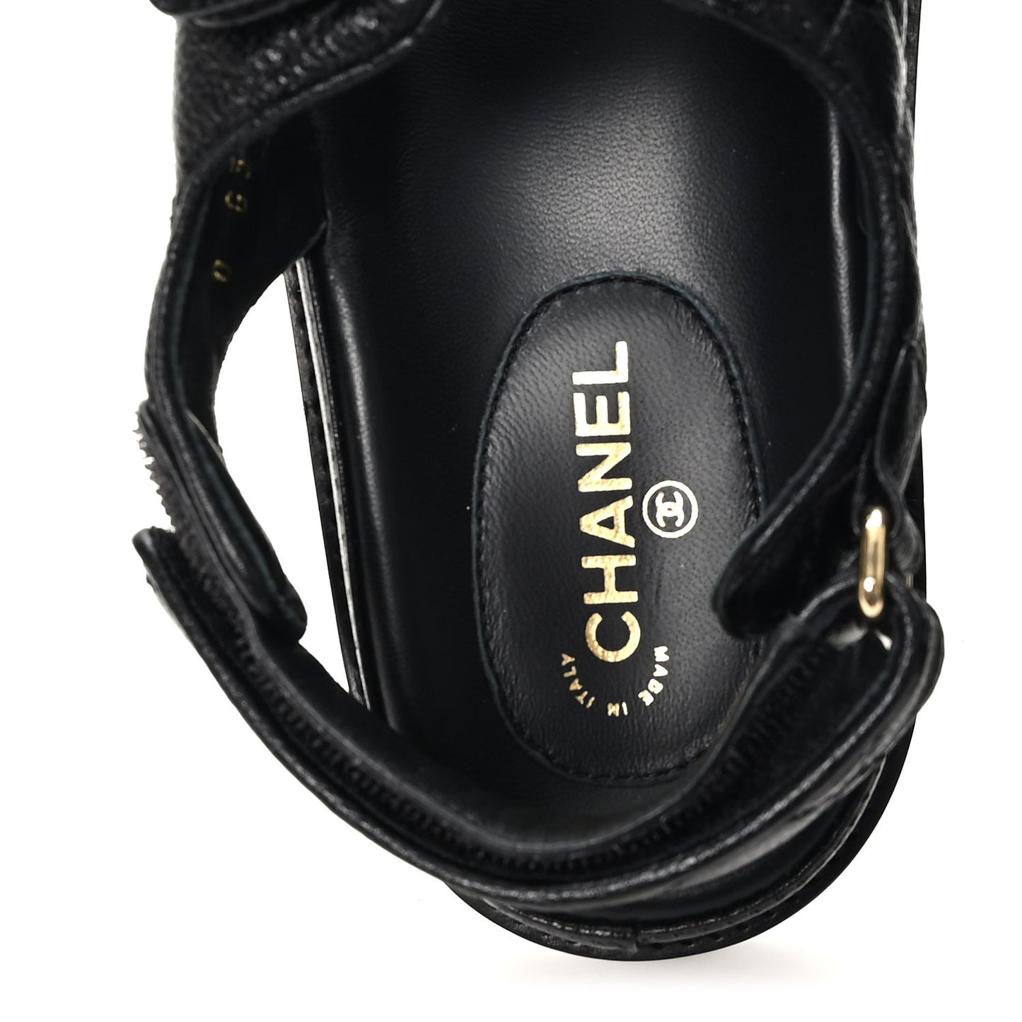 Grained Calfskin Velcro Dad Sandals 36.5 Black