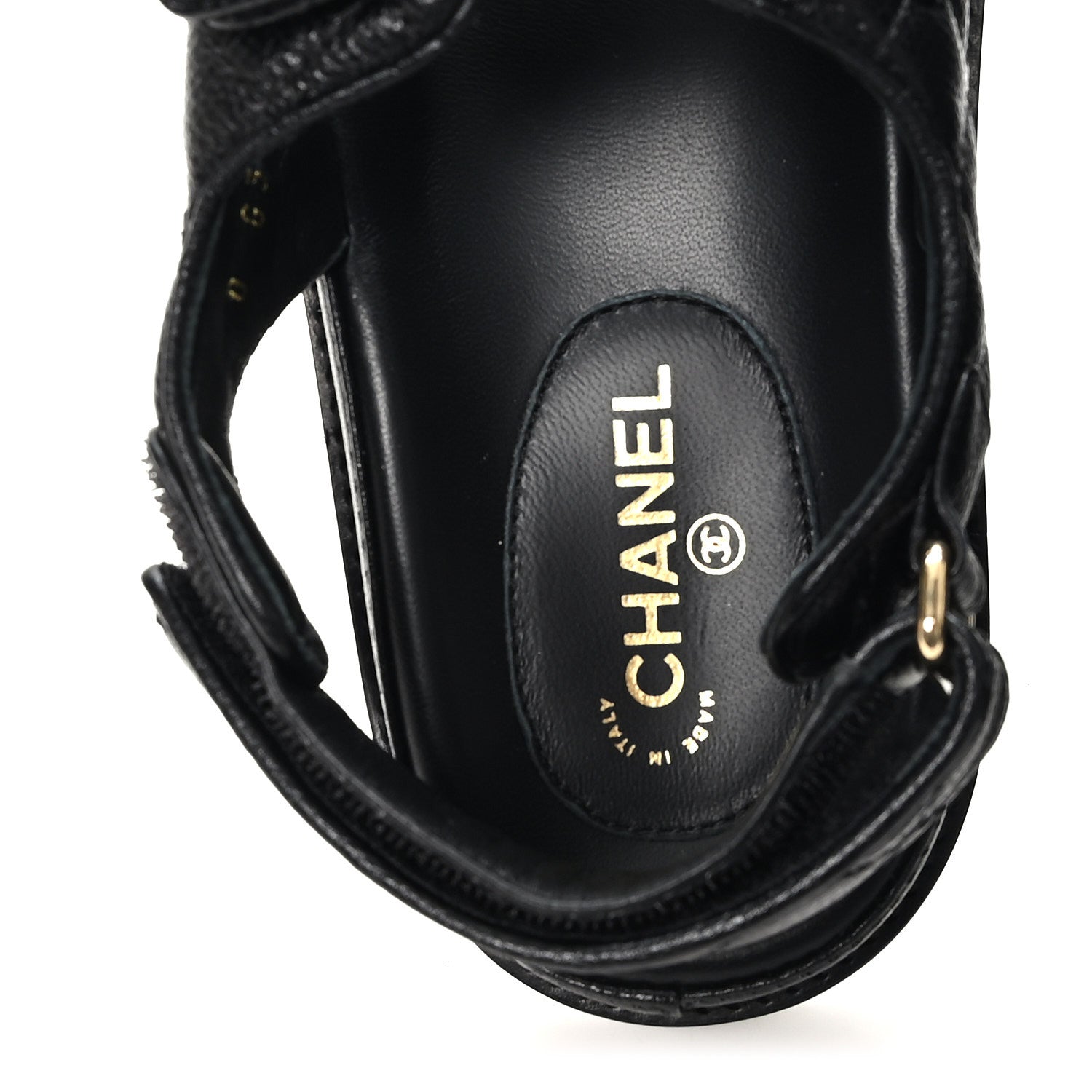 Chanel Grained Calfskin Velcro Dad Sandals 36.5 Black 8 of 10