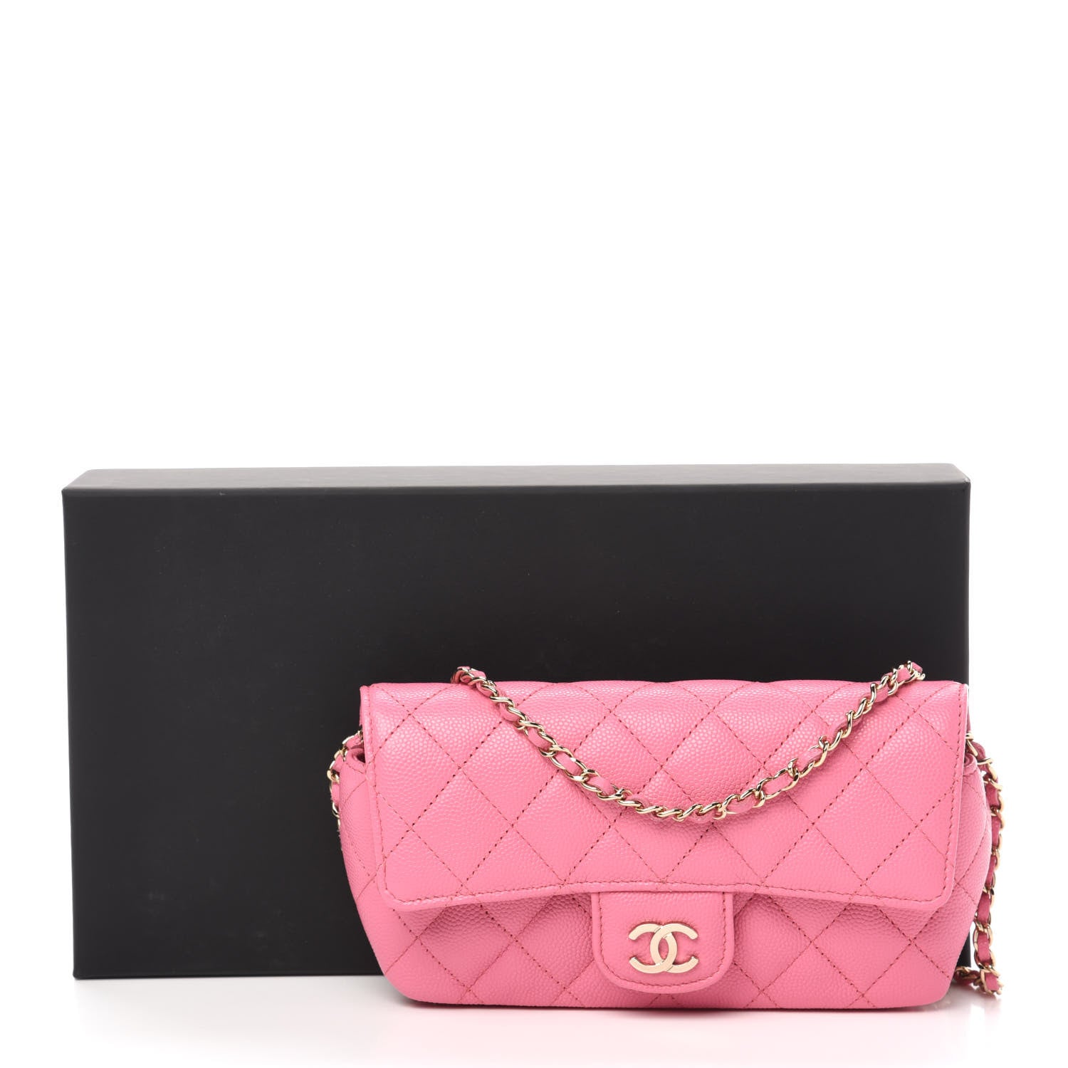 Chanel Caviar Quilted Glasses Case With Chain Pink 12 of 12