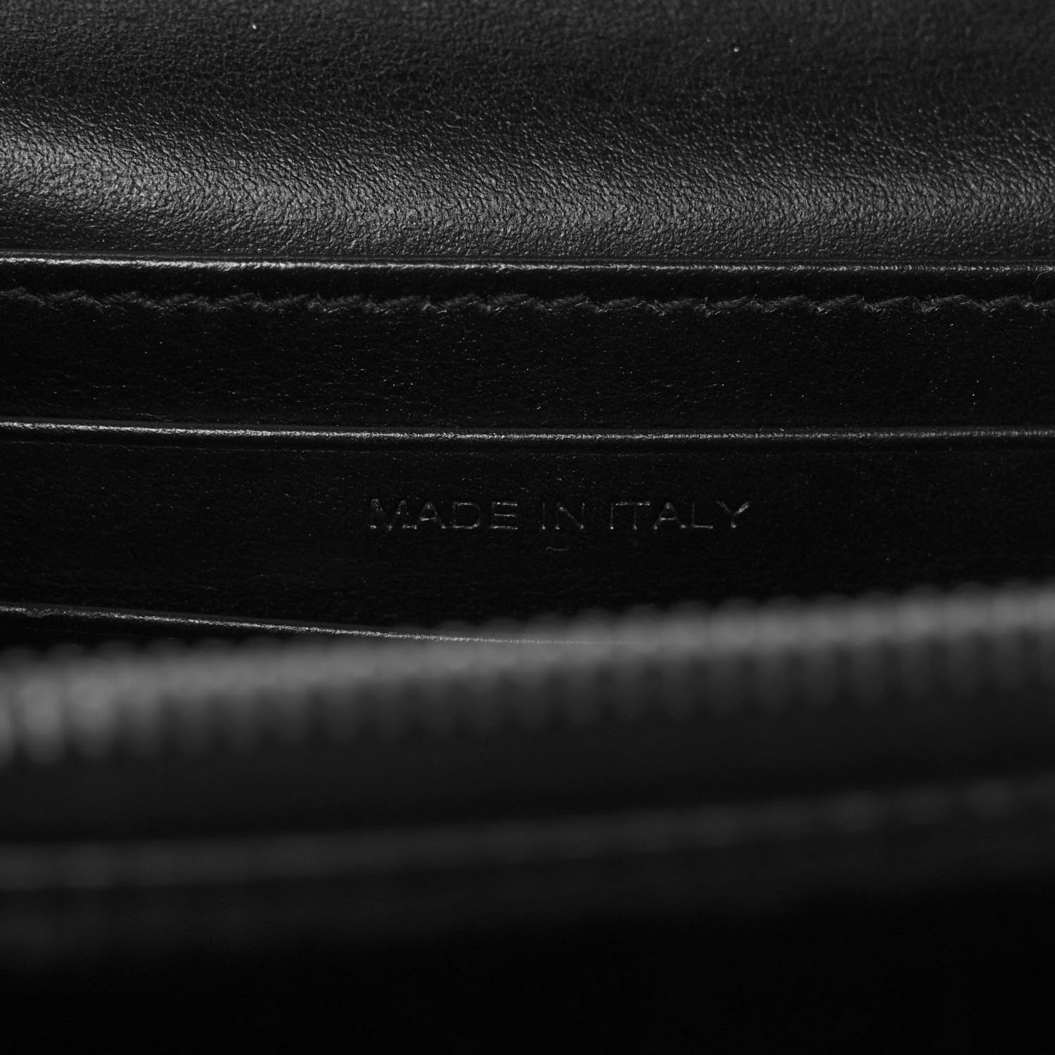 Saint Laurent Calfskin Crocodile Embossed Monogram Sunset Chain Wallet Black 7 of 10