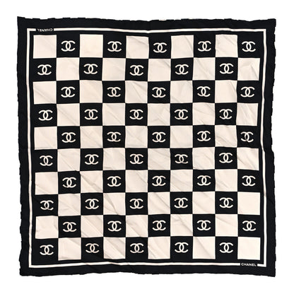 Chanel Silk CC Scarf Hair Tie Black White 2 of 4