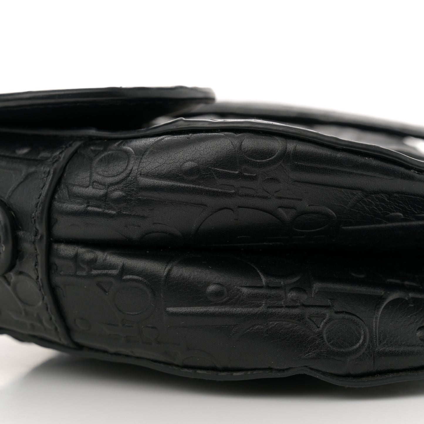 Calfskin Embossed Oblique Saddle Bag Black