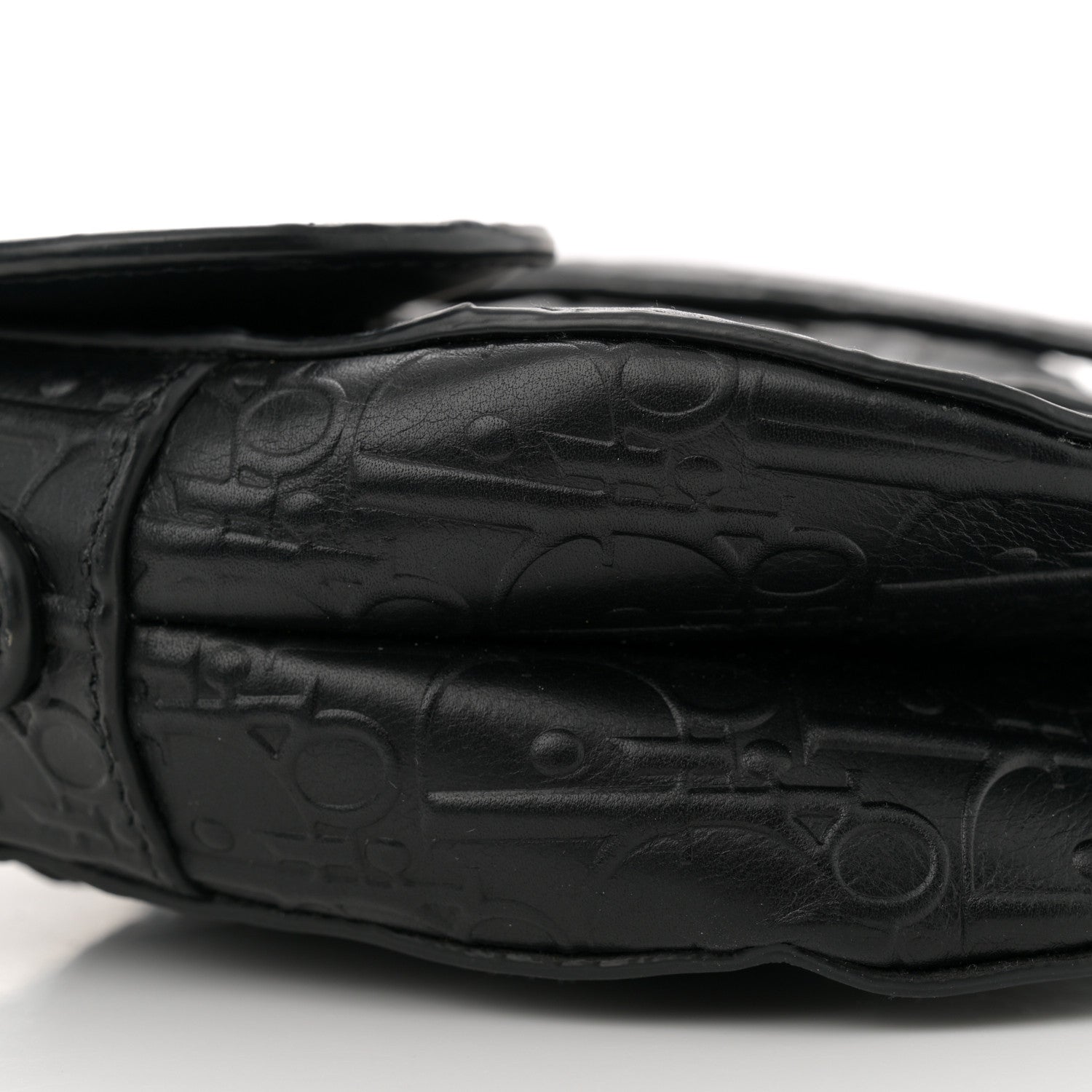 Christian Dior Calfskin Embossed Oblique Saddle Bag Black 9 of 11
