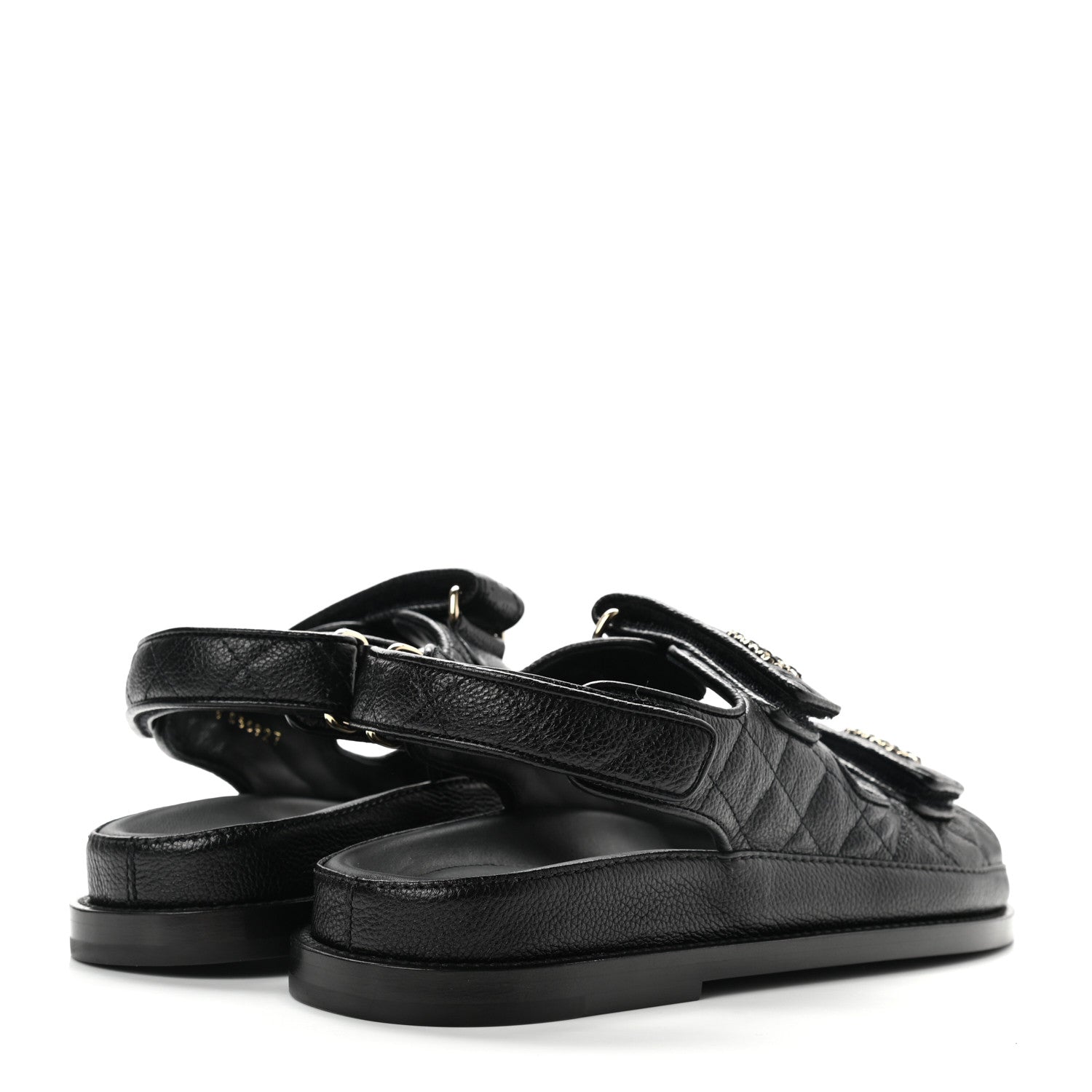 Chanel Grained Calfskin Velcro Dad Sandals 36.5 Black 4 of 9