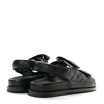 Chanel Grained Calfskin Velcro Dad Sandals 36.5 Black 4 of 9