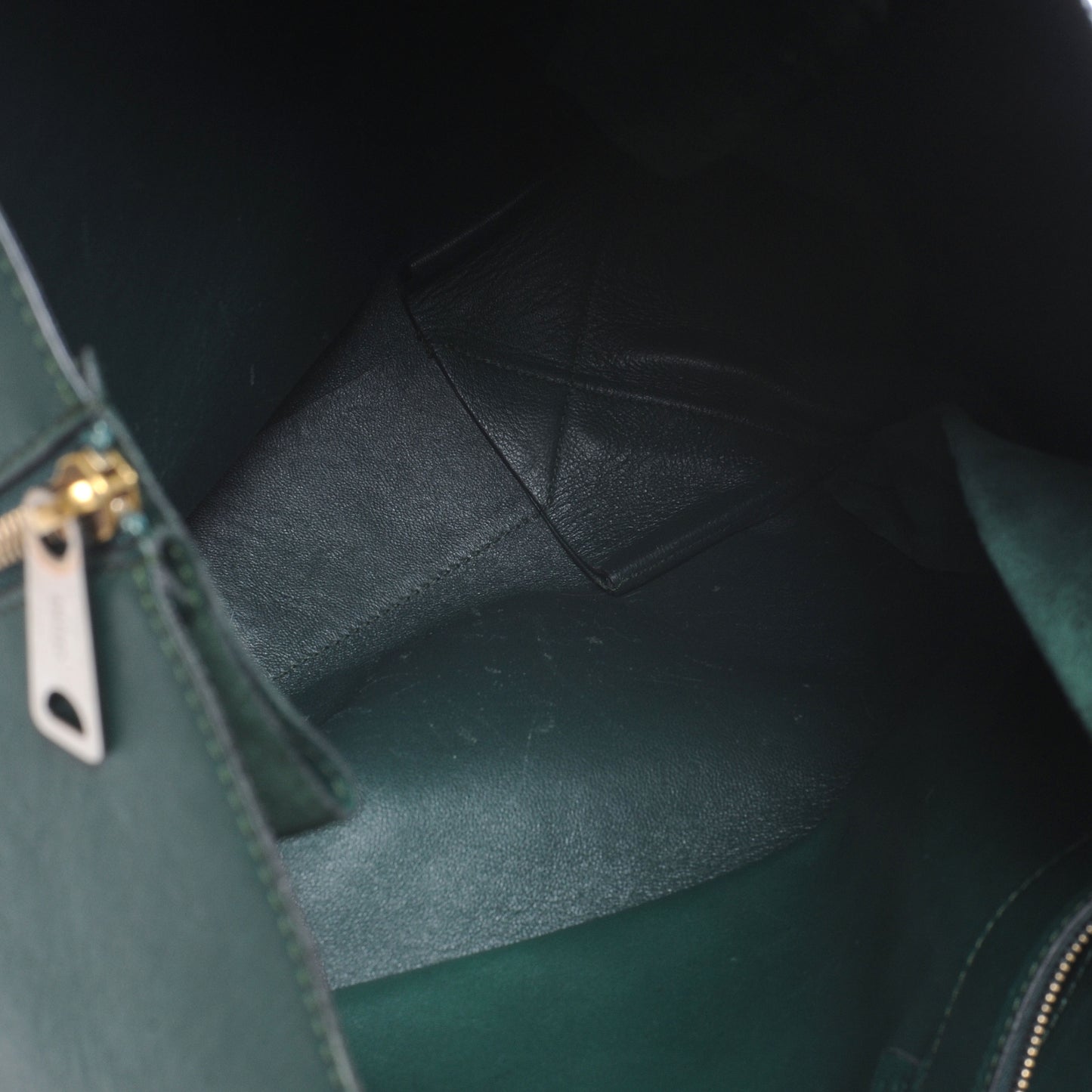 Lambskin Vertical Zip Gusset Cabas Forest