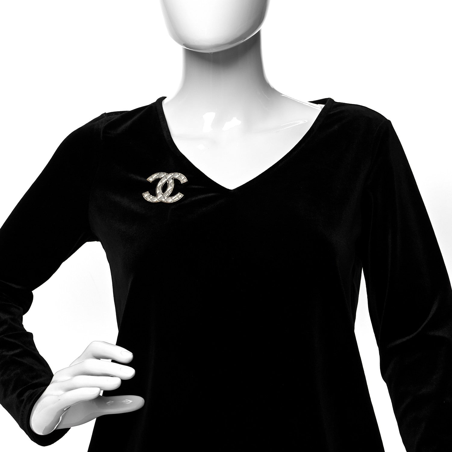 Chanel Metal Quilted CC Brooch Silver Gold 2 of 8