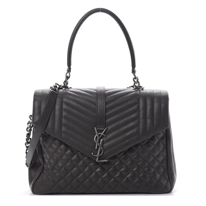 Saint Laurent Sheepskin Tri-quilt Monogram Large College Satchel Asphalt 1 of 18