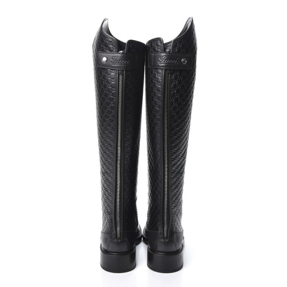 Gucci Microguccissima Knee High Riding Boots 38 Black 5 of 11