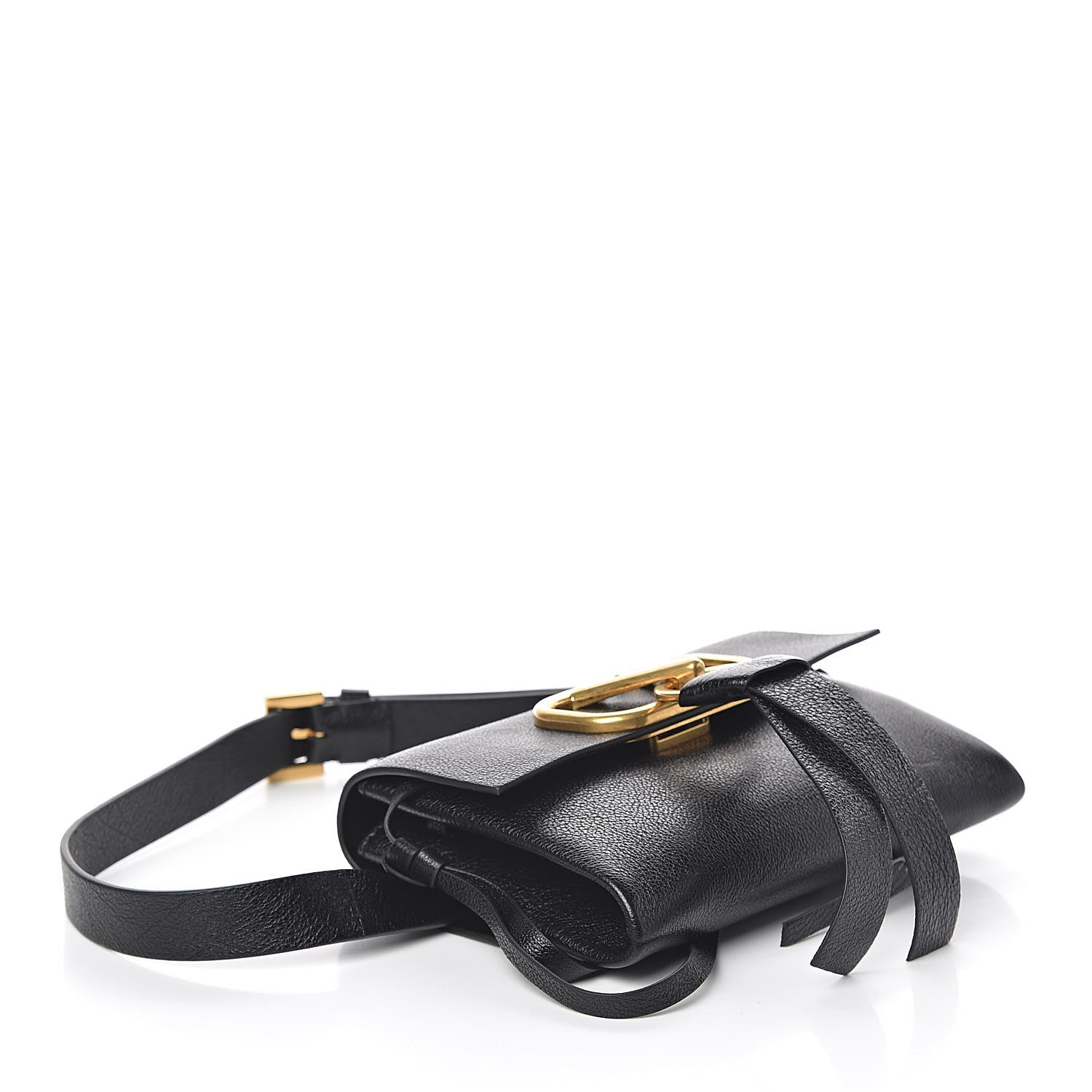 Valentino Garavani Textured Patent Calfskin VRing Belt Bag Black 4 of 9