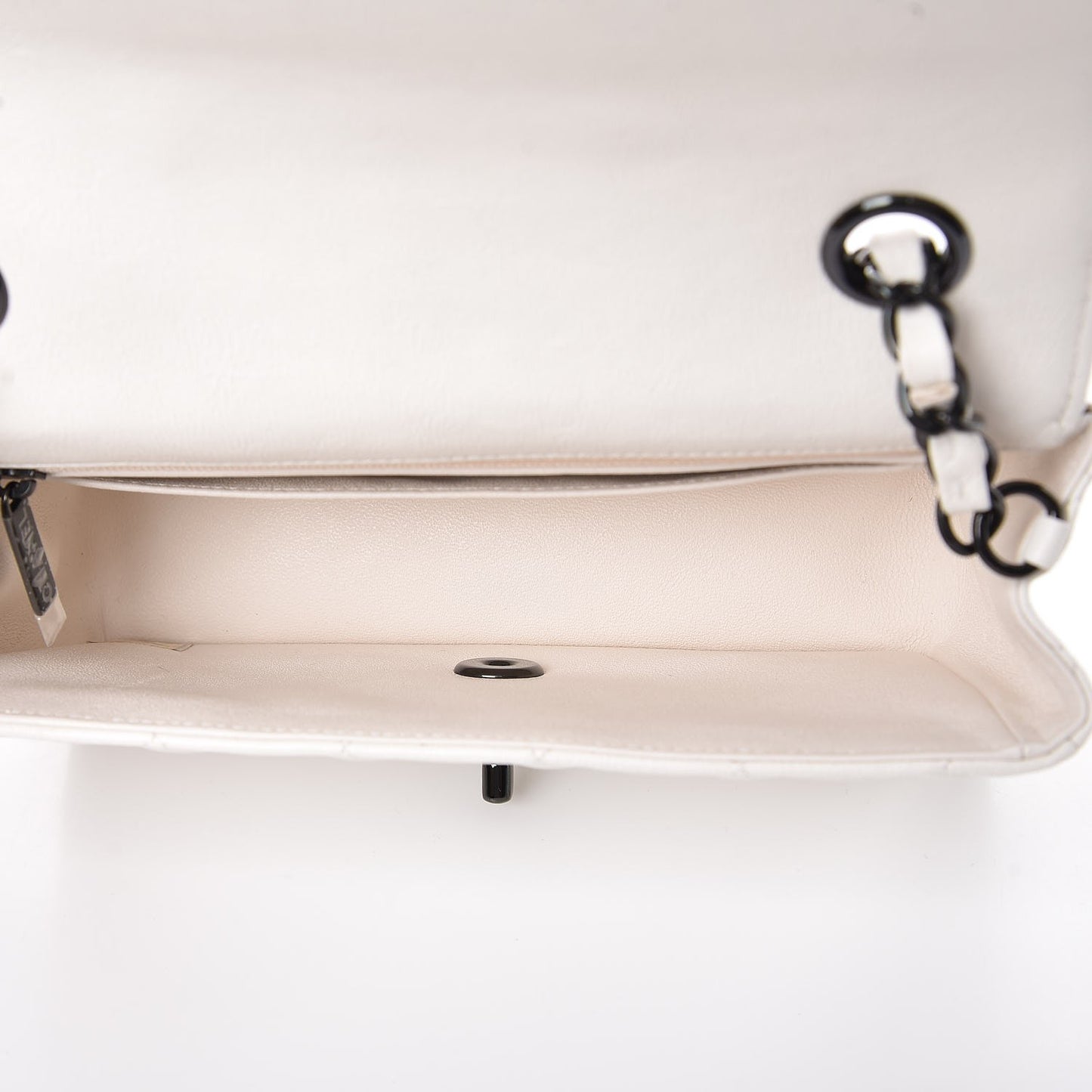 Crumpled Calfskin Quilted Mini Rectangular Flap White