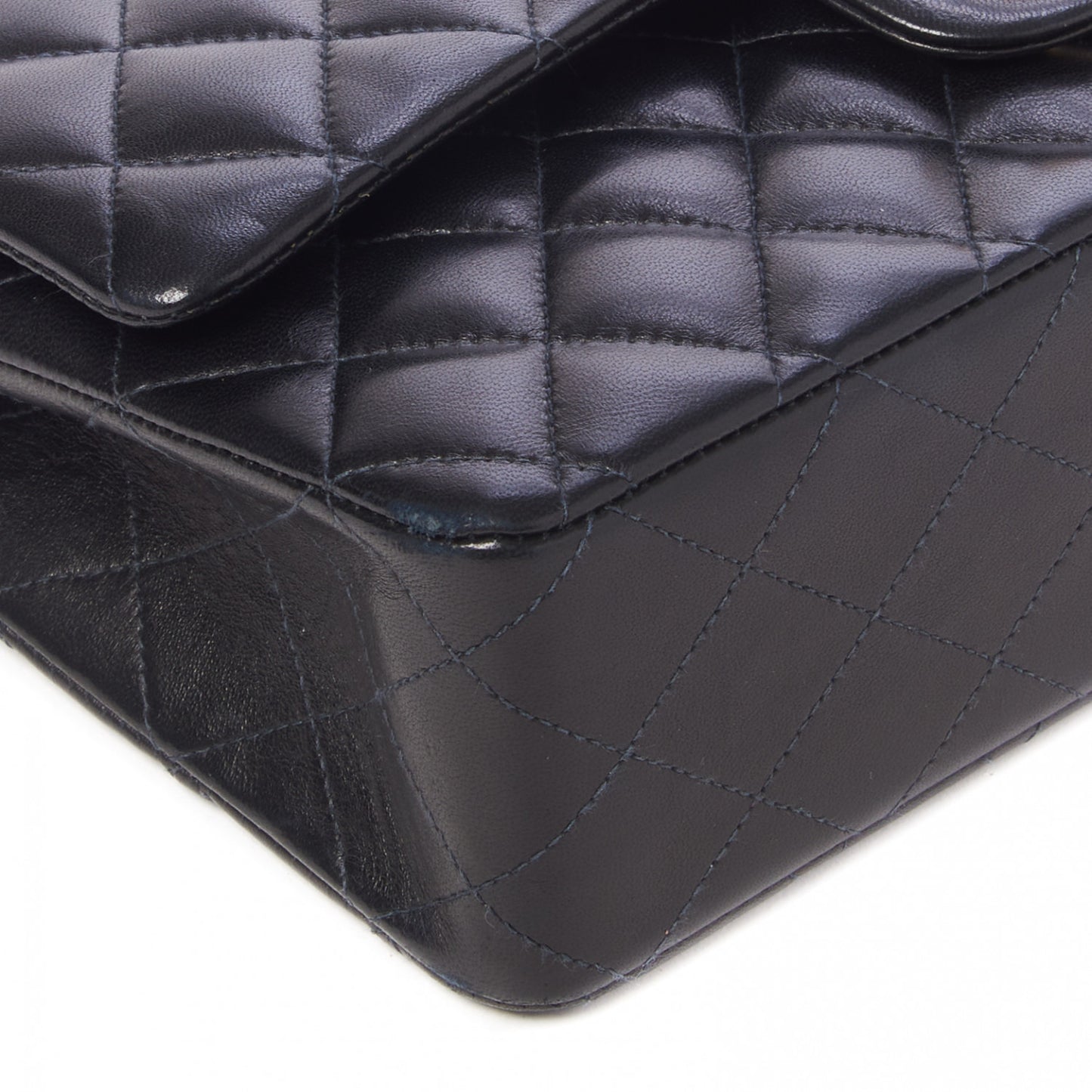 Lambskin Quilted Medium Double Flap Black Beige Flap