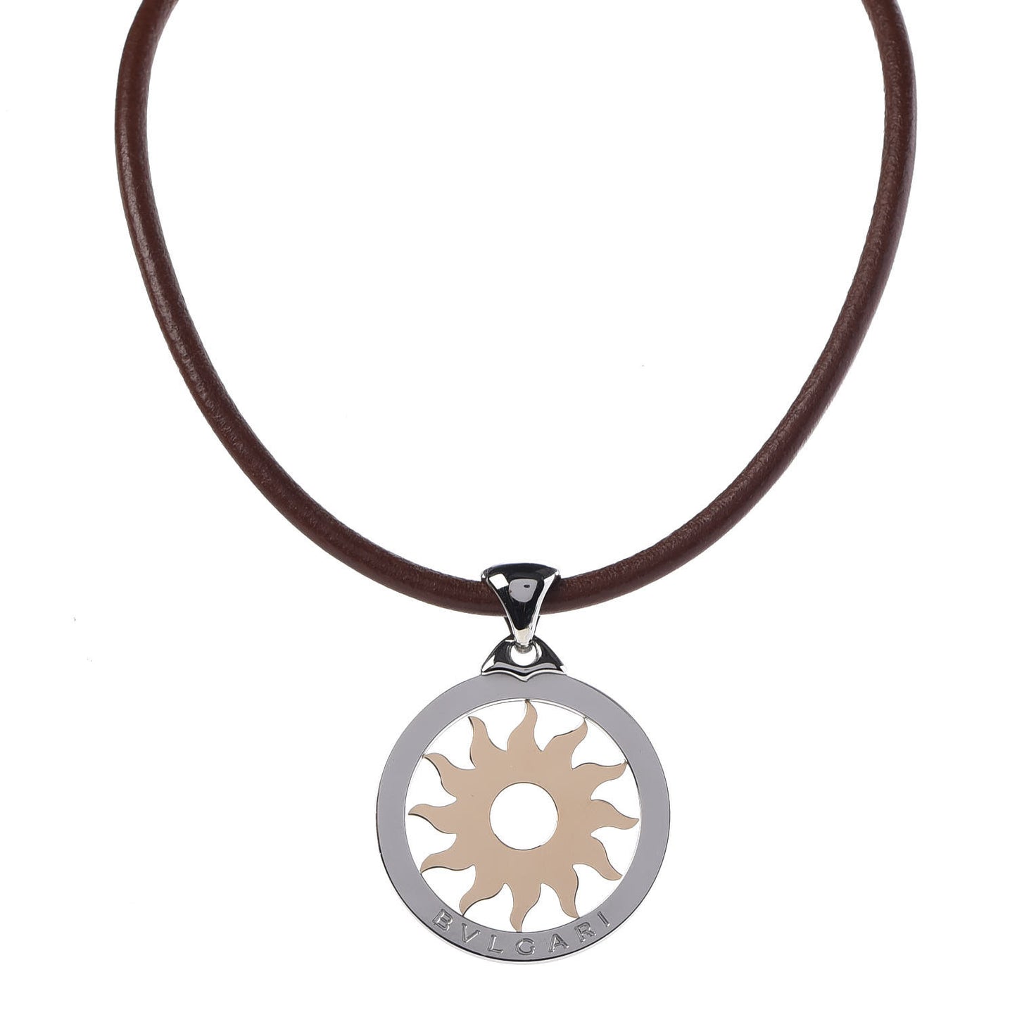 18K Yellow Gold Stainless Steel Tondo Sun Pendant Necklace