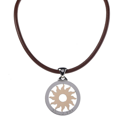 Bulgari 18K Yellow Gold Stainless Steel Tondo Sun Pendant Necklace 1 of 6