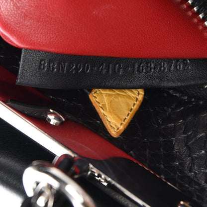 Fendi Vitello Seta Python Crocodile Monster Eyes Medium Peekaboo Iconic Satchel Black Girasole 8 of 8