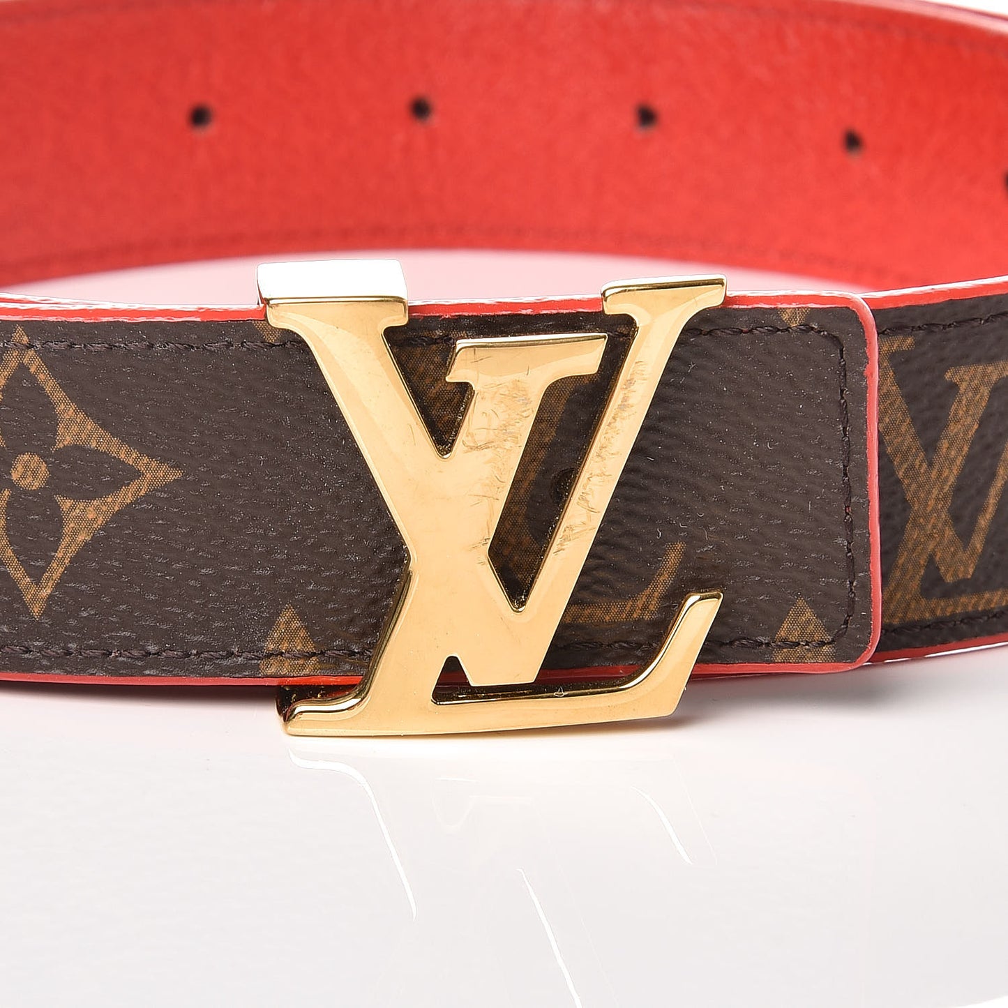 Monogram LV Initiales Reversible Belt 80 32 Red