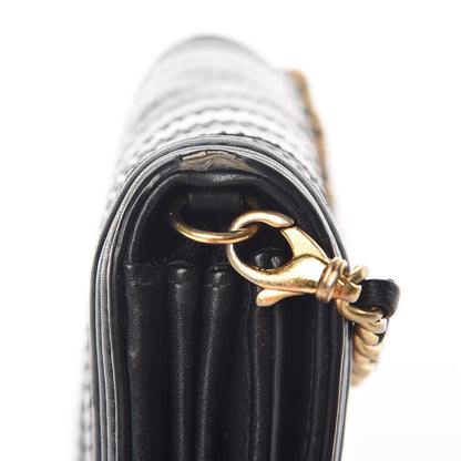 Chanel Calfskin Caviar Quilted Chevron Mixed Boy Wallet On Removable Chain Black 13 of 14