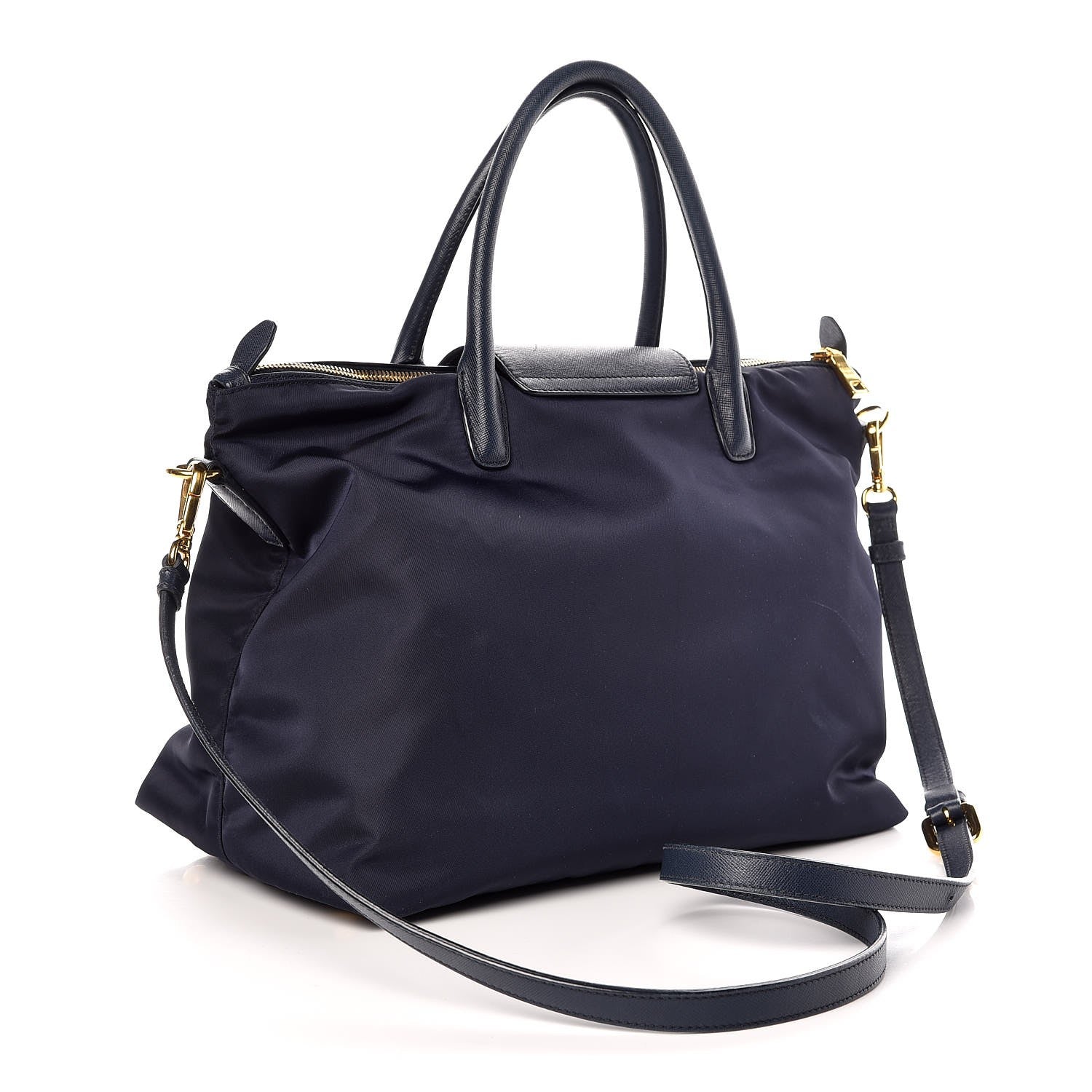Prada Tessuto Nylon Saffiano Tote Blue 3 of 8