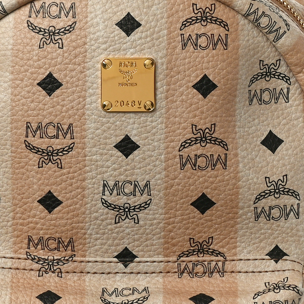 MCM Striped Visetos Small Stark Backpack Beige 7 of 12