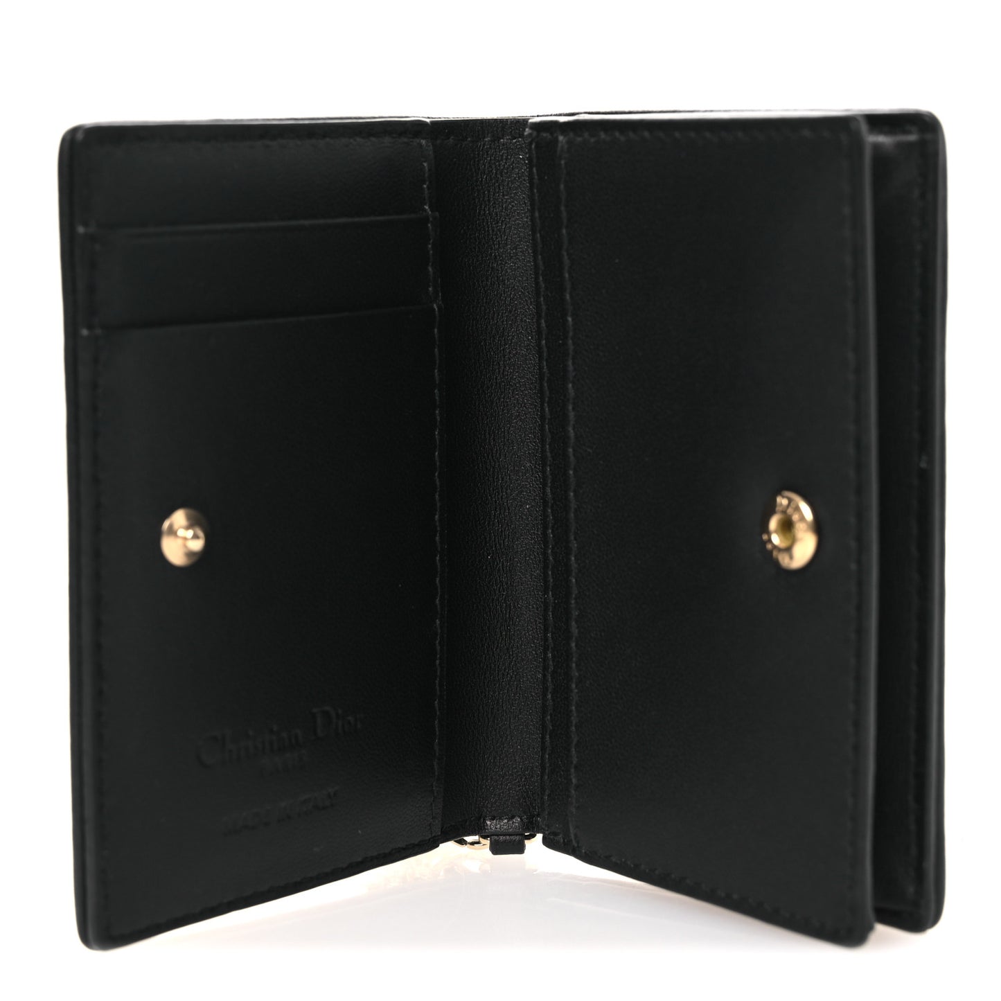 Lambskin Cannage Small Lady Dior Flap Card Holder Black