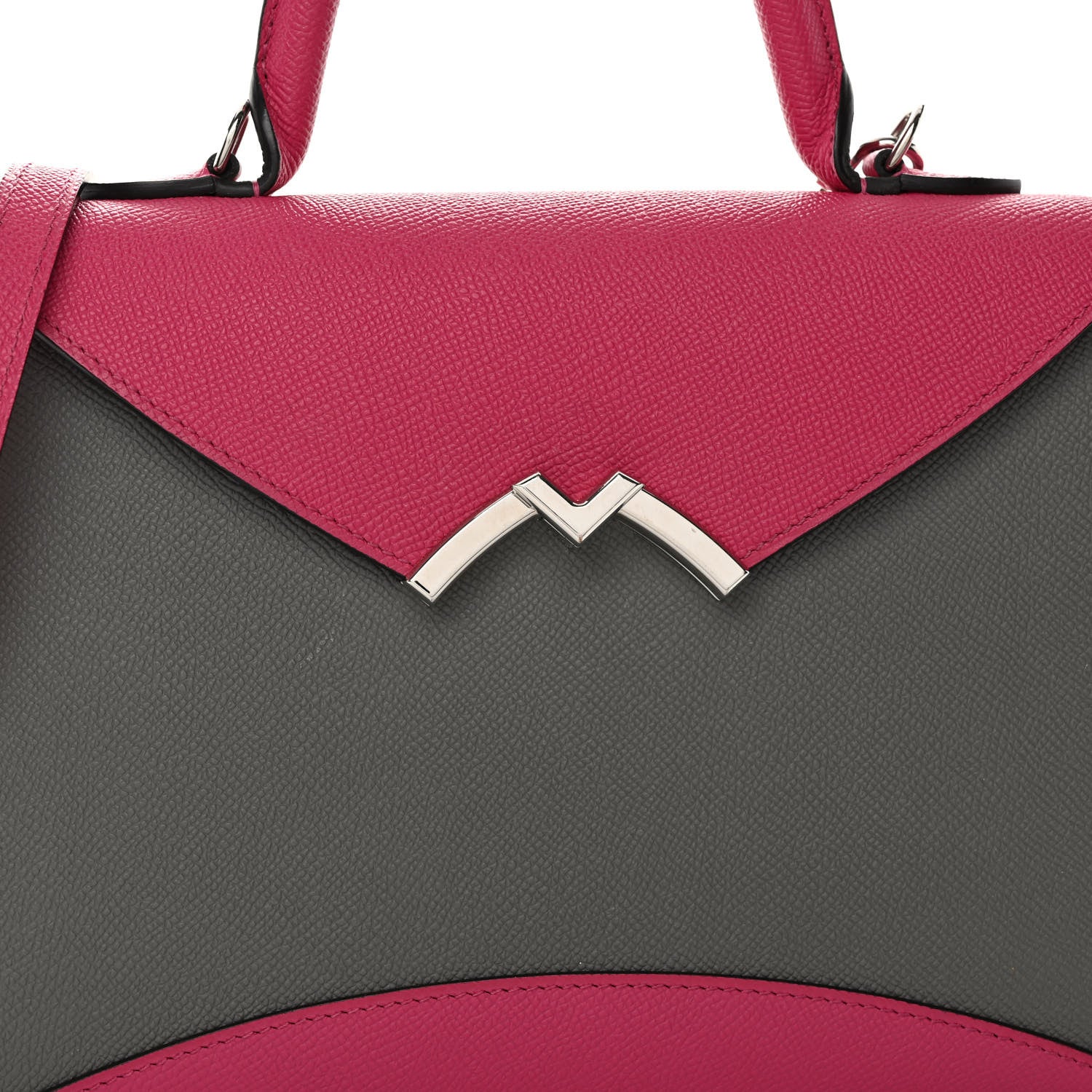 Moynat Carat Calfskin Bicolor Gabrielle PM Fuchsia Tourterelle 7 of 10