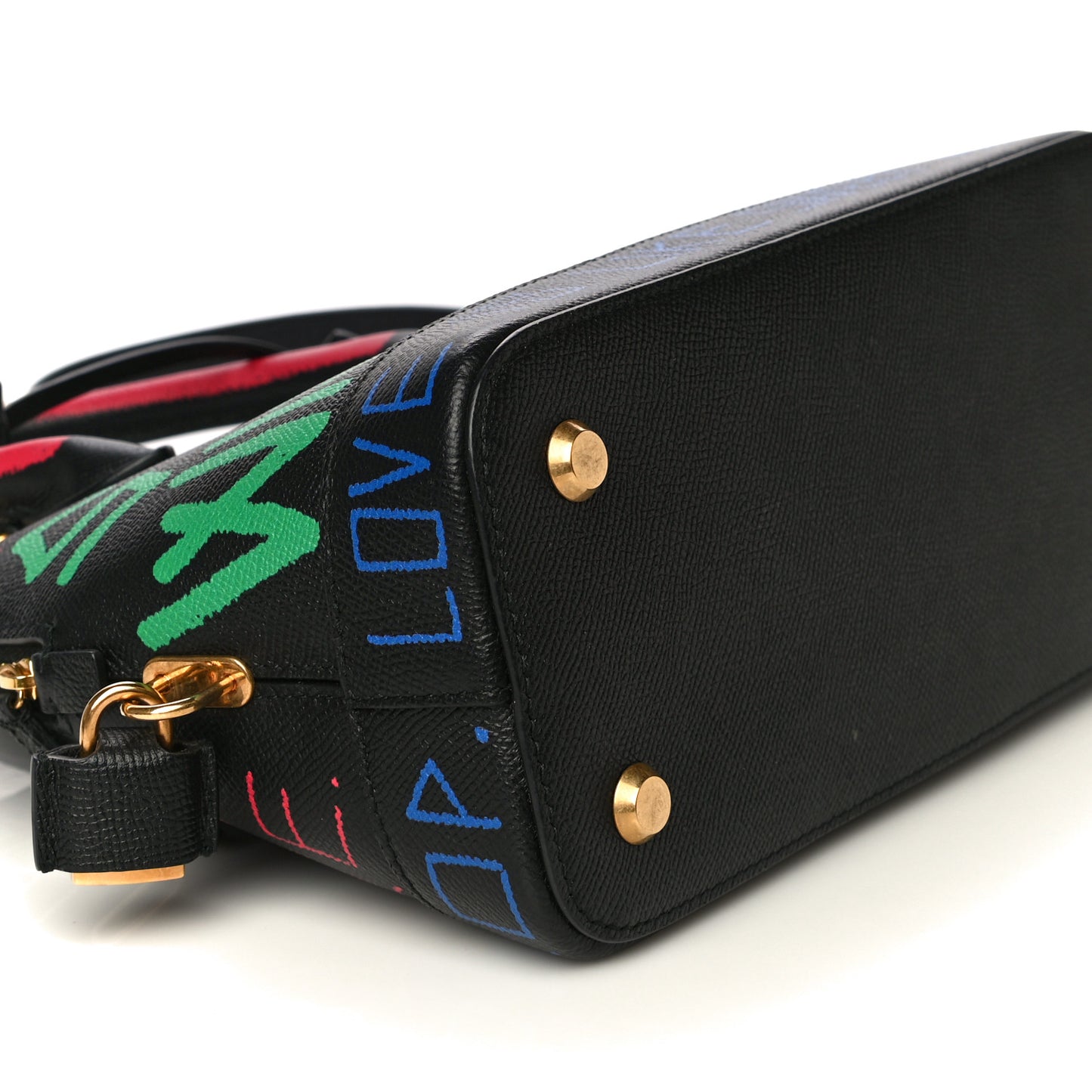 Signature Grained Calfskin Graffiti S Ville Top Handle Bag Black Multicolor