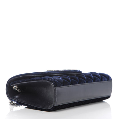 Saint Laurent Velvet Matelasse Triquilt Small Monogram Satchel Navy 4 of 10