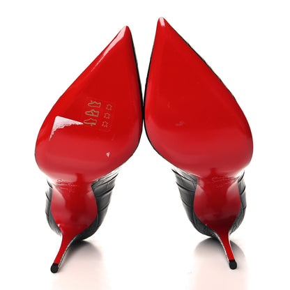 Christian Louboutin Calfskin Crocodile Embossed Pigalle Follies 100 Pumps 39 Black 5 of 8
