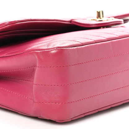 Chanel Lambskin Chevron Quilted Medium Double Flap Dark Pink 9 of 10