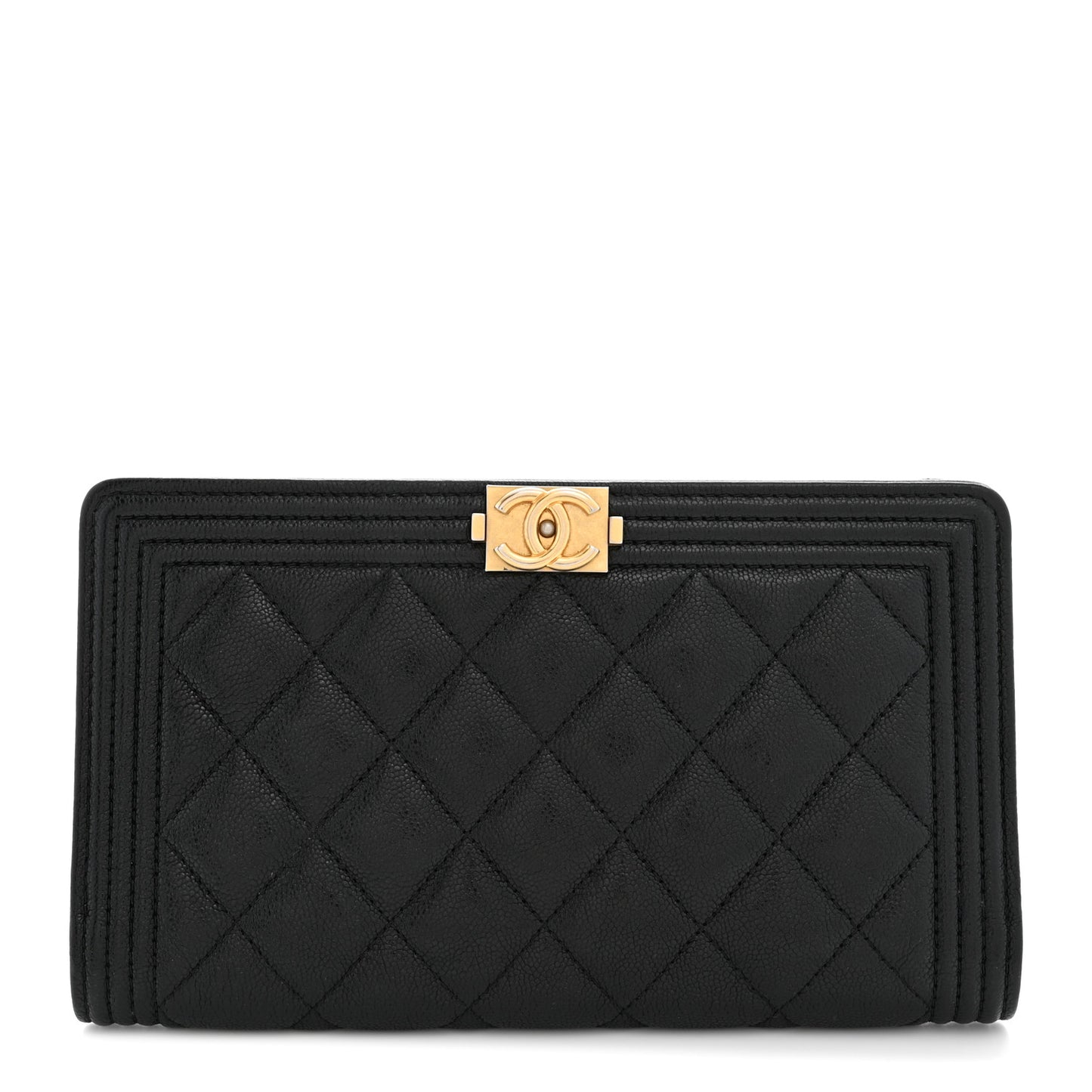 Lambskin Quilted Boy Yen Wallet Black