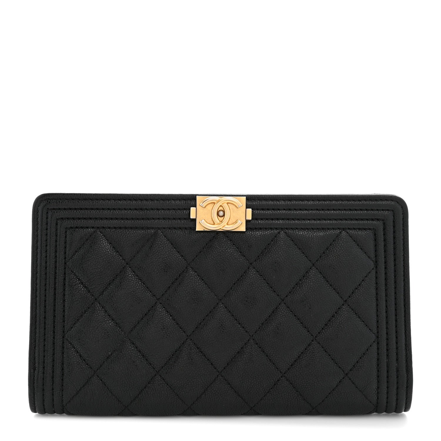 Chanel Lambskin Quilted Boy Yen Wallet Black 1 of 7