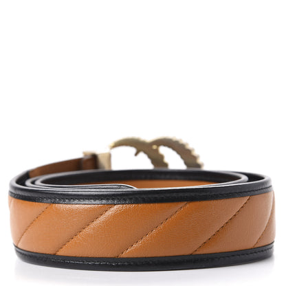 Gucci Azalea Calfskin Matelasse Diagonal Torchon Double G 40mm Belt 90 36 Cognac Black 2 of 5