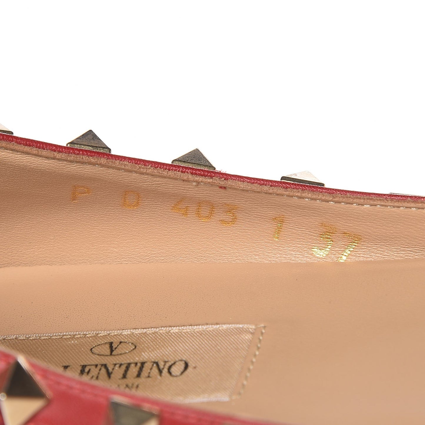 Calf Hair Leopard Print Rockstud Ballerina Flats 37 Rosso Valentino