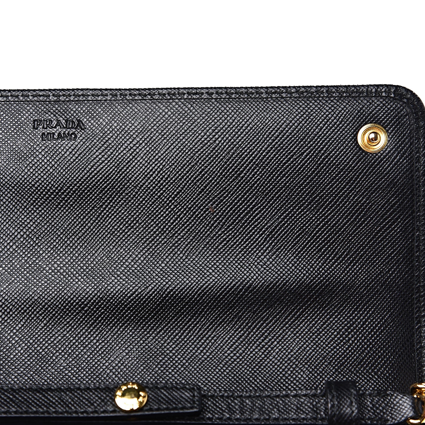 Saffiano Metal Oro Chain Wallet Black