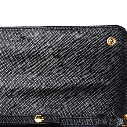 Prada Saffiano Metal Oro Chain Wallet Black 10 of 11
