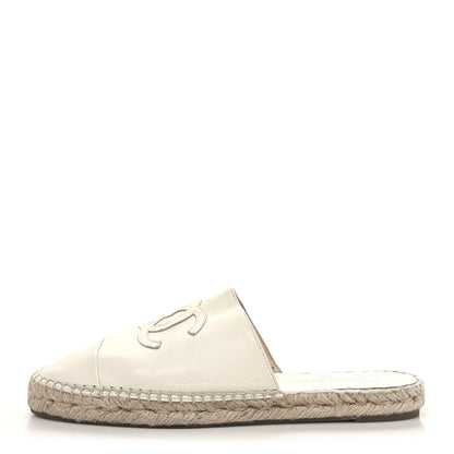 Chanel Goatskin CC Espadrille Mules 40 Ivory 1 of 9