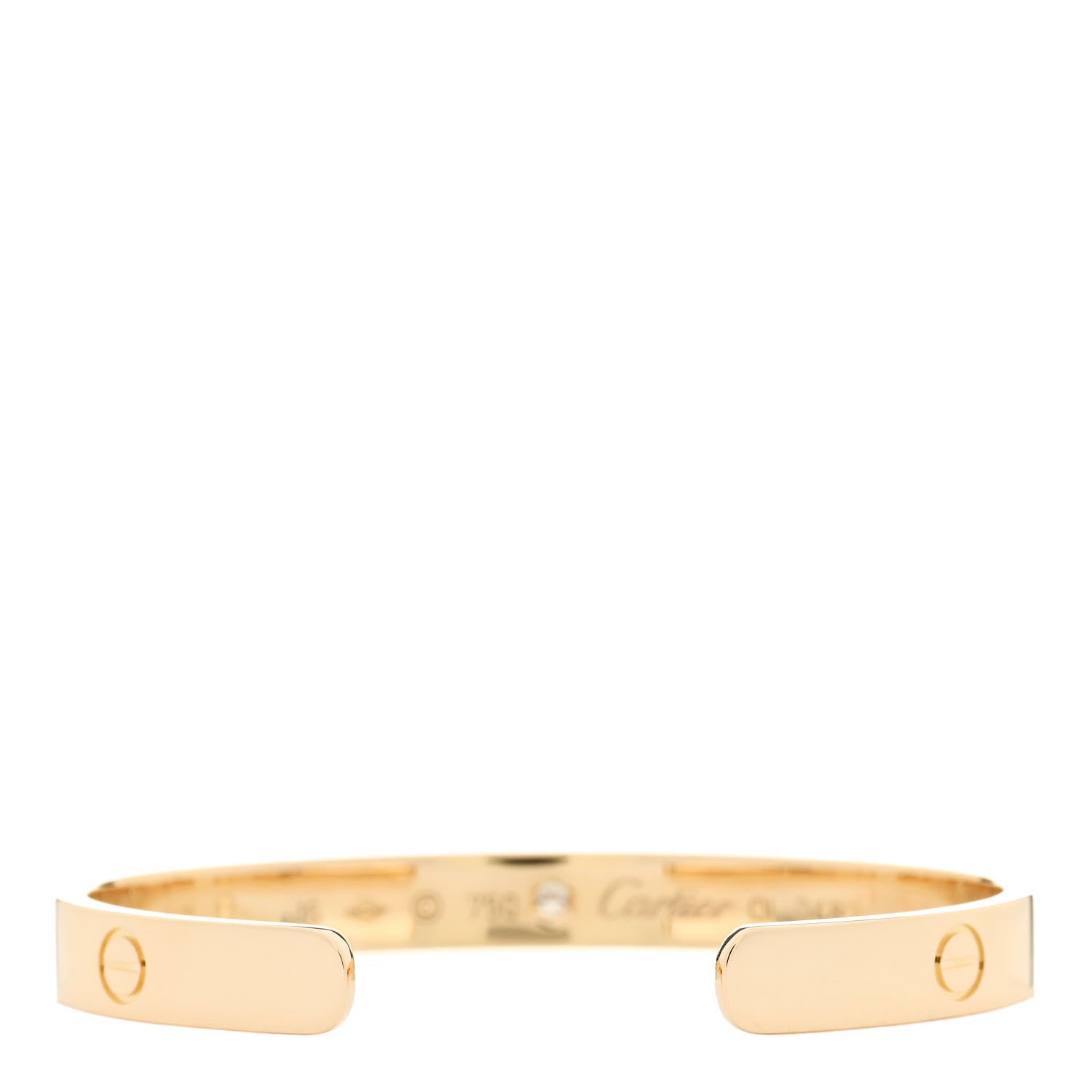 Cartier 18K Yellow Gold 1 Diamond LOVE Cuff Bracelet 16 2 of 3