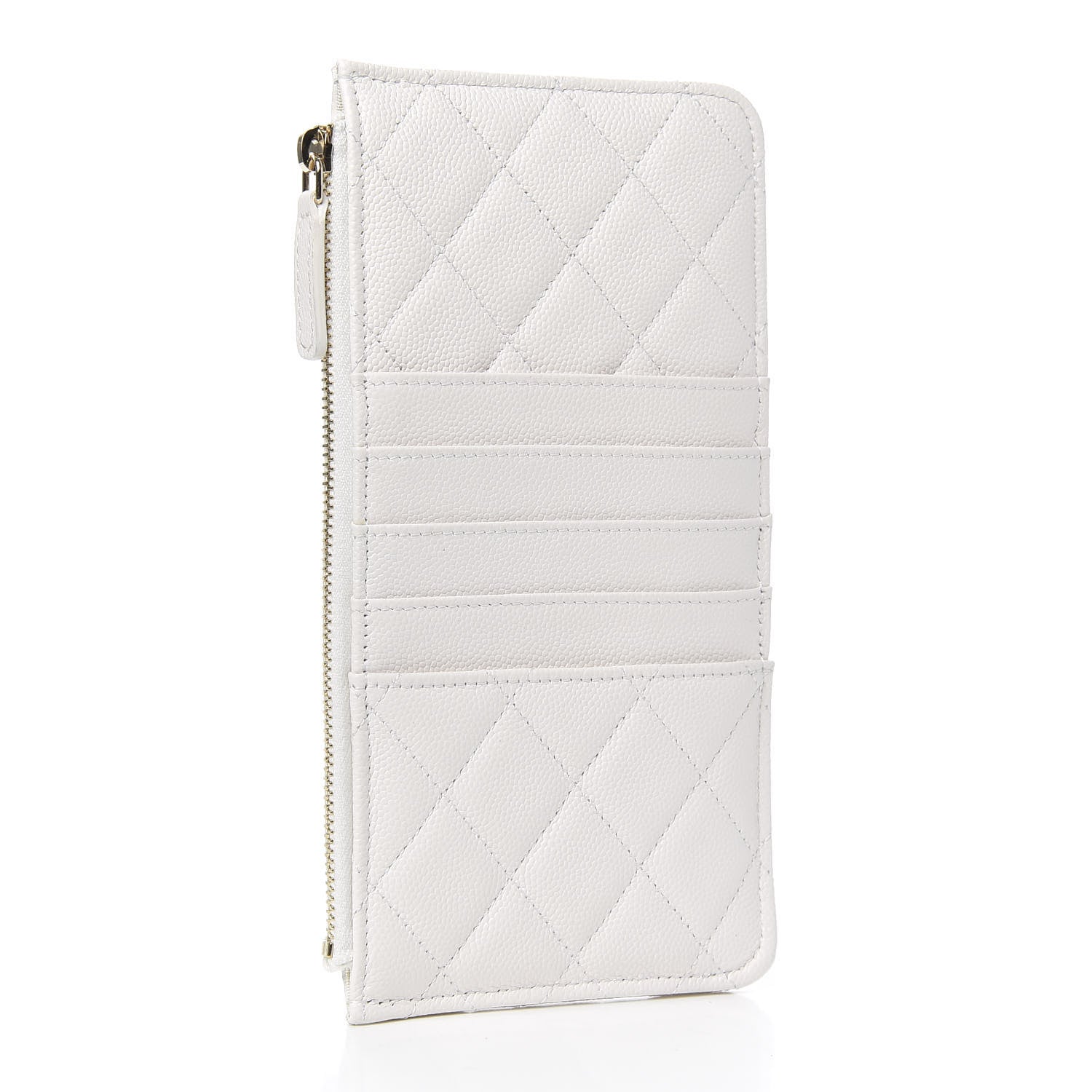Chanel Caviar Quilted Classic Flat Wallet Pouch White 3 of 7