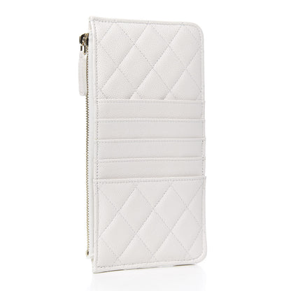 Chanel Caviar Quilted Classic Flat Wallet Pouch White 3 of 7