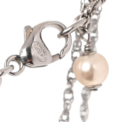 Chanel Crystal Pearl CC Necklace Silver 4 of 5