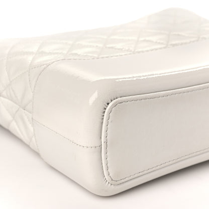 Chanel Patent Goatskin Quilted Medium Gabrielle Hobo White 8 of 11