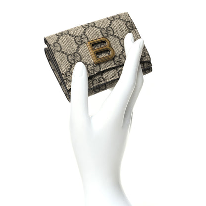 Gucci X BALENCIAGA GG Supreme Monogram Card Case Wallet Beige Ebony 3 of 10
